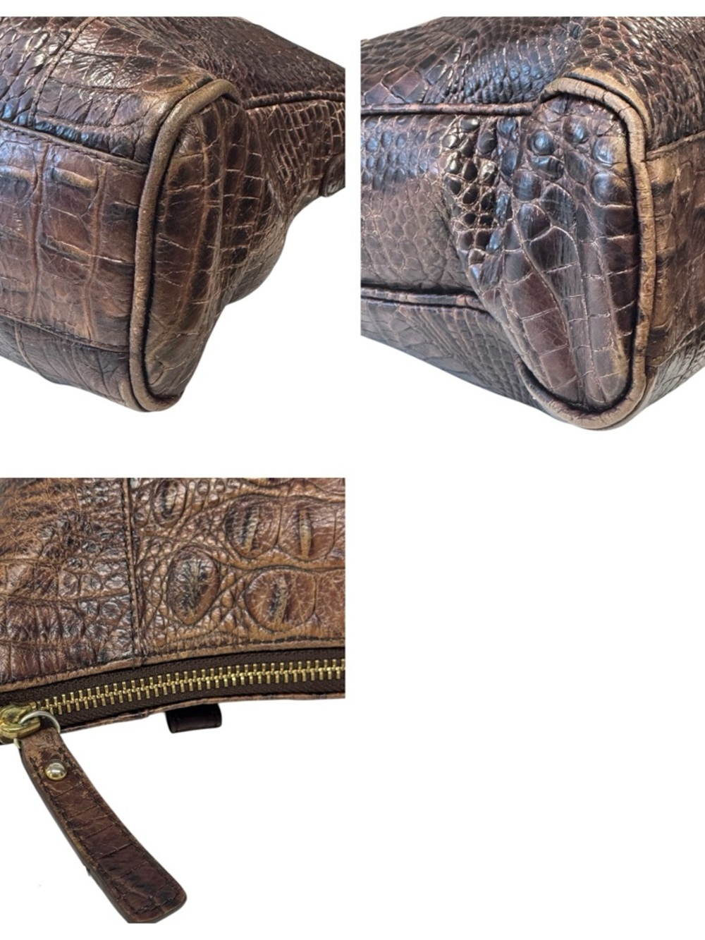 Brahmin Marley Crocodile-Embossed Brown Leather Crossbody Bag Purse 11" x 10" - Picture 16 of 16